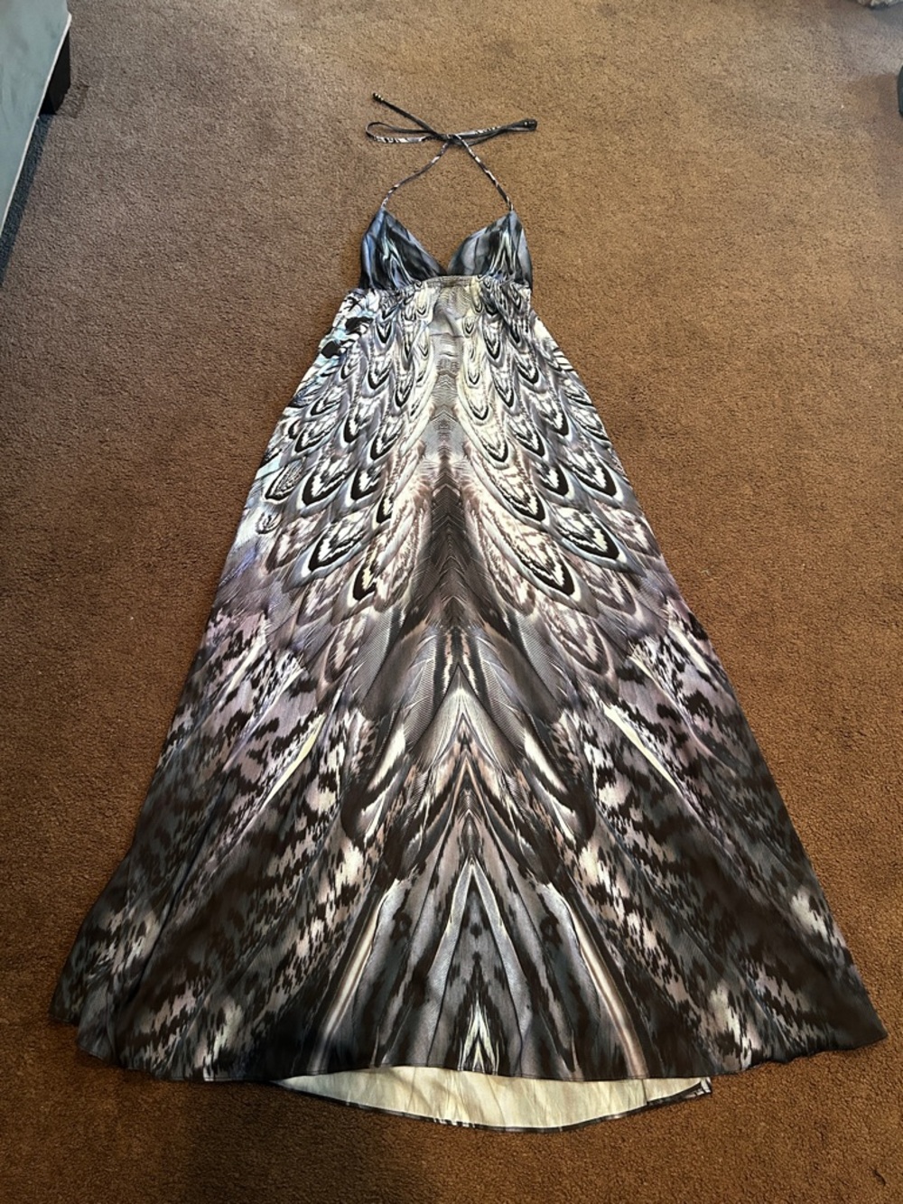 Love Lotta Stensson Feather Print Halter Maxi Dress - (Size S)
